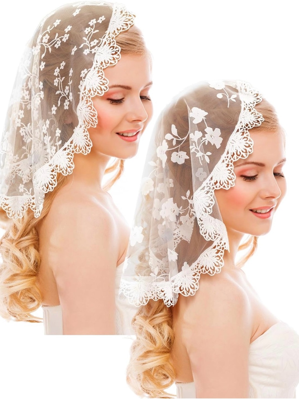 2 Pcs Catholic Veil for Church Floral Lace Embroidery Head